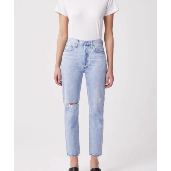 Agolde Denim - AGOLDE Riley High Rise Straight Crop Leg Denim Jeans Button Fly Size 32 NWT